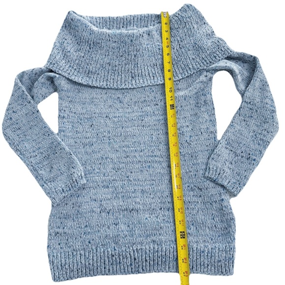 LC Lauren Conrad Chenille Off Shoulder Sweater Blue Marl Size M NWT $50 - Picture 7 of 9